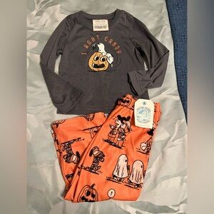 New Peanuts munki munki Gray and Orange Peanuts 3T Pajama Set unisex nwt